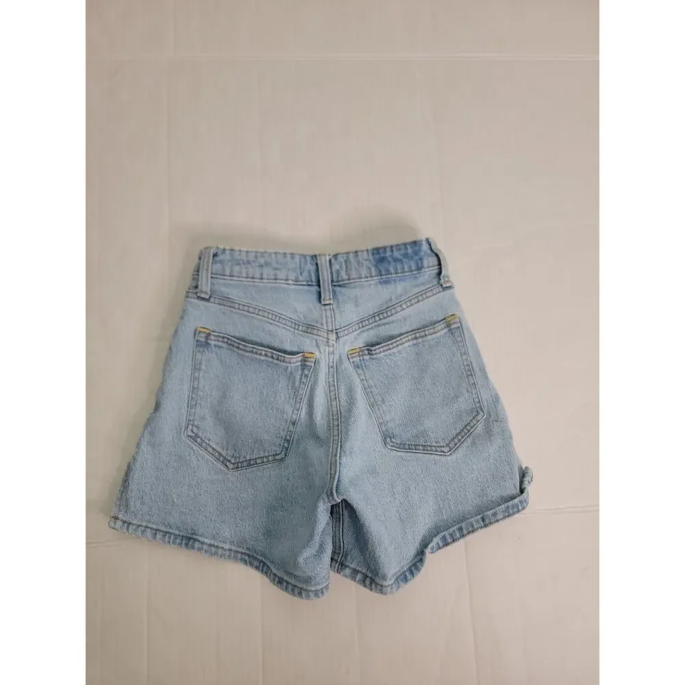 Abercrombie Denim Shorts Womens SZ 23 The Dad High Rise Curve Love Side Slits
